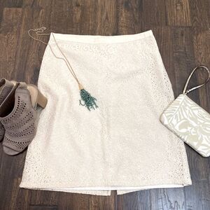 Isaac Mizrahi Skirt Off White Beige Lace
